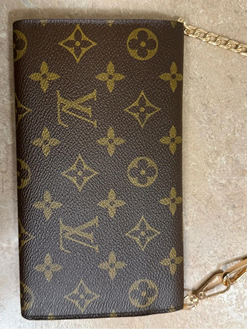 Louis Vuitton Monogram Canvas Wallet with Gold Chain